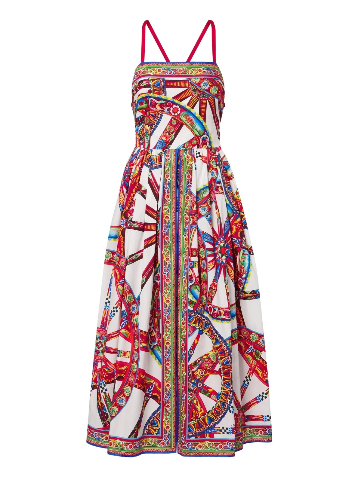 Dolce & Gabbana Carretto gathered cotton poplin midi dress