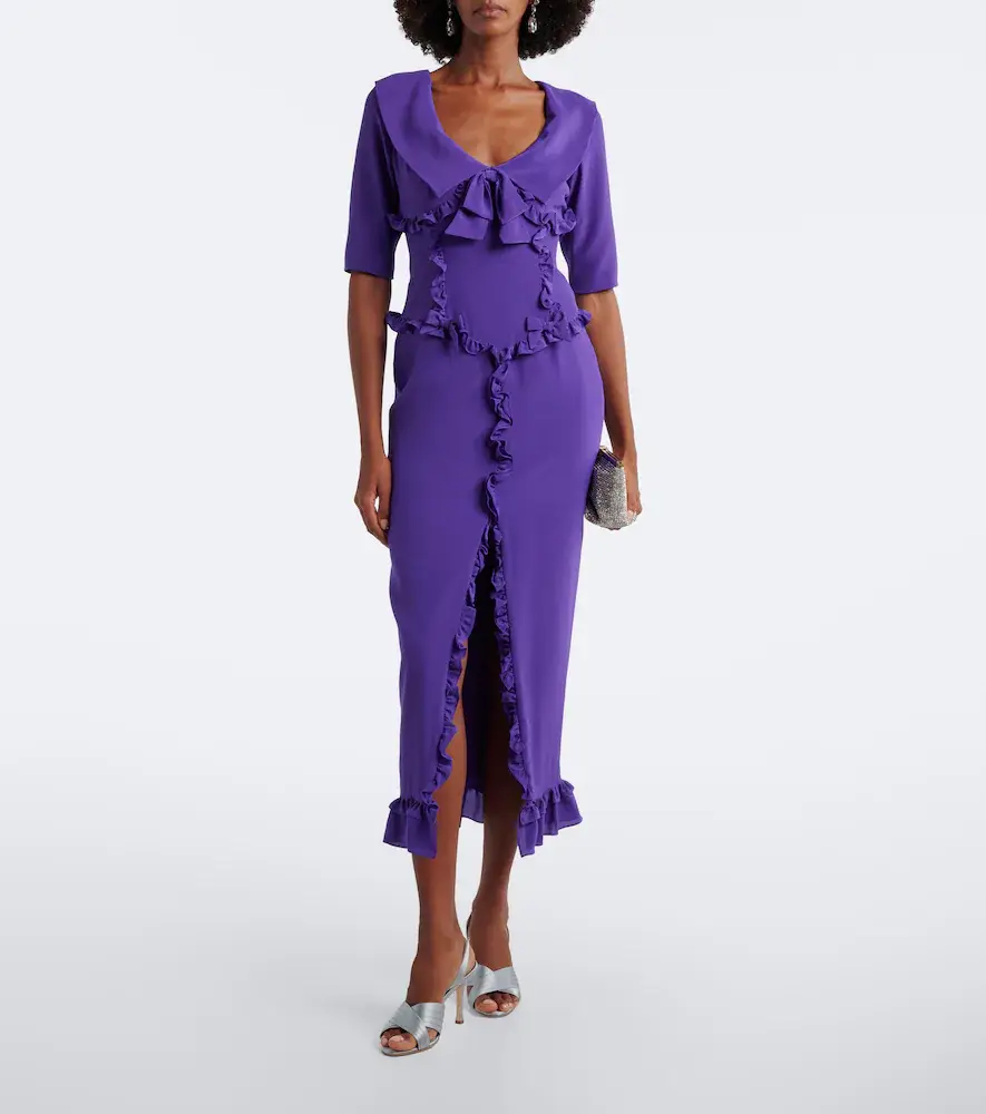 Alessandra Rich Ruffled silk crêpe de chine midi dress | Thumbnail 2