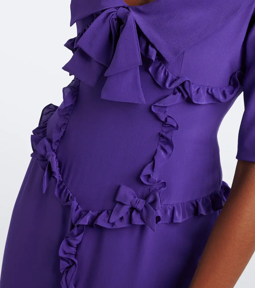 Alessandra Rich Ruffled silk crêpe de chine midi dress | Thumbnail 3