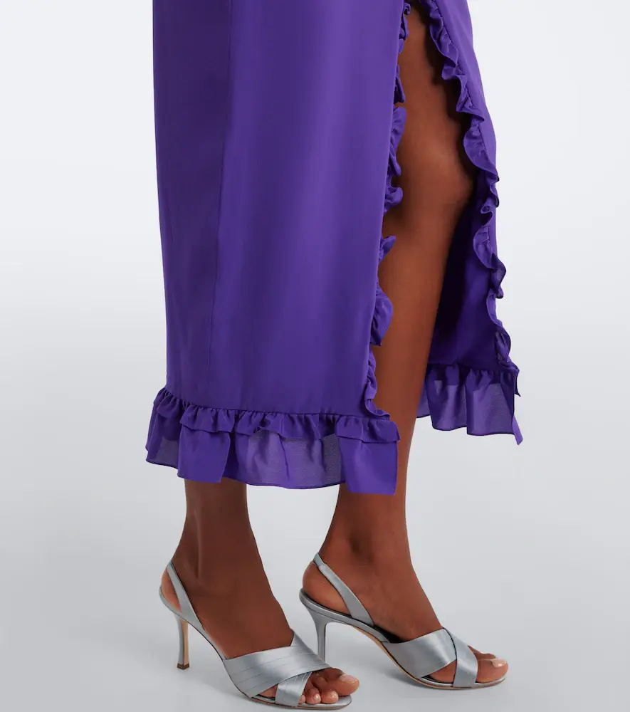 Alessandra Rich Ruffled silk crêpe de chine midi dress | Thumbnail 5