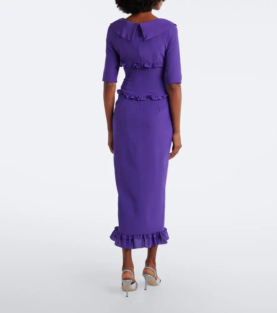 Alessandra Rich Ruffled silk crêpe de chine midi dress | Thumbnail 6