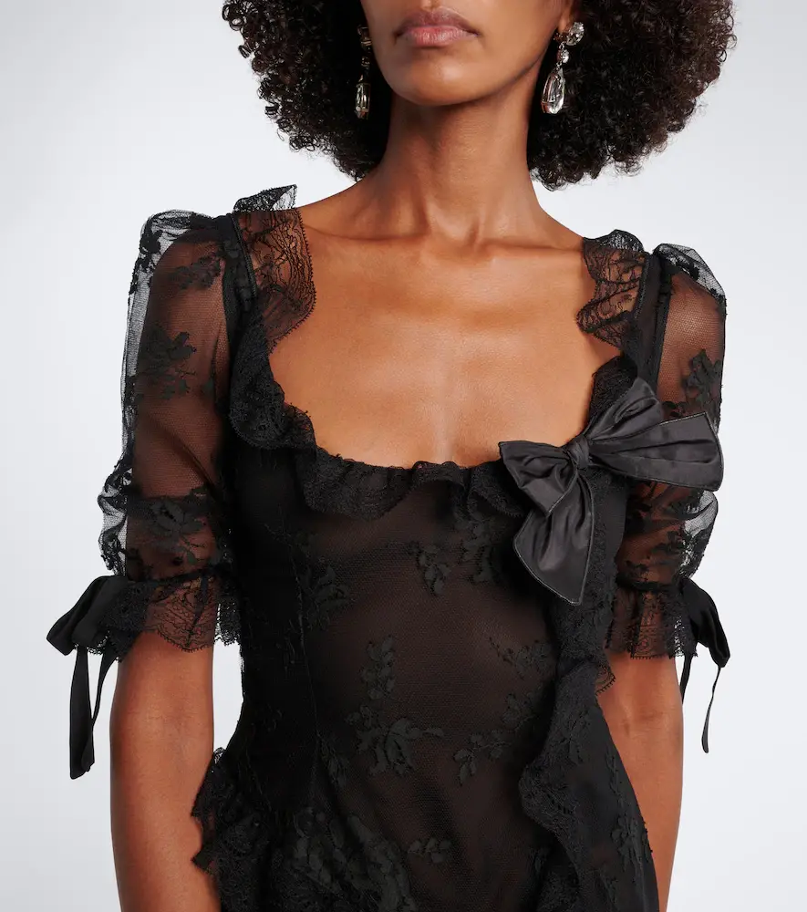 Alessandra Rich Bow-detail cotton-blend lace midi dress | Thumbnail 3 Alessandra Rich Bow-detail cotton-blend lace midi dress | Thumbnail 3
