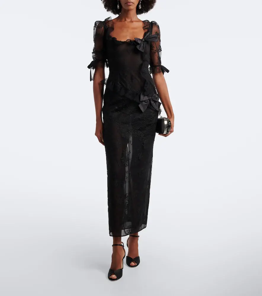 Alessandra Rich Bow-detail cotton-blend lace midi dress | Thumbnail 4 Alessandra Rich Bow-detail cotton-blend lace midi dress | Thumbnail 4