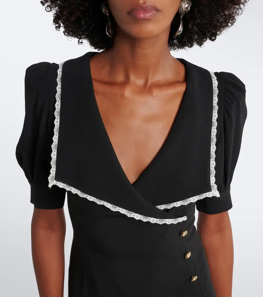 Alessandra Rich Lace-trimmed cady midi dress | Thumbnail 3 Alessandra Rich Lace-trimmed cady midi dress | Thumbnail 3
