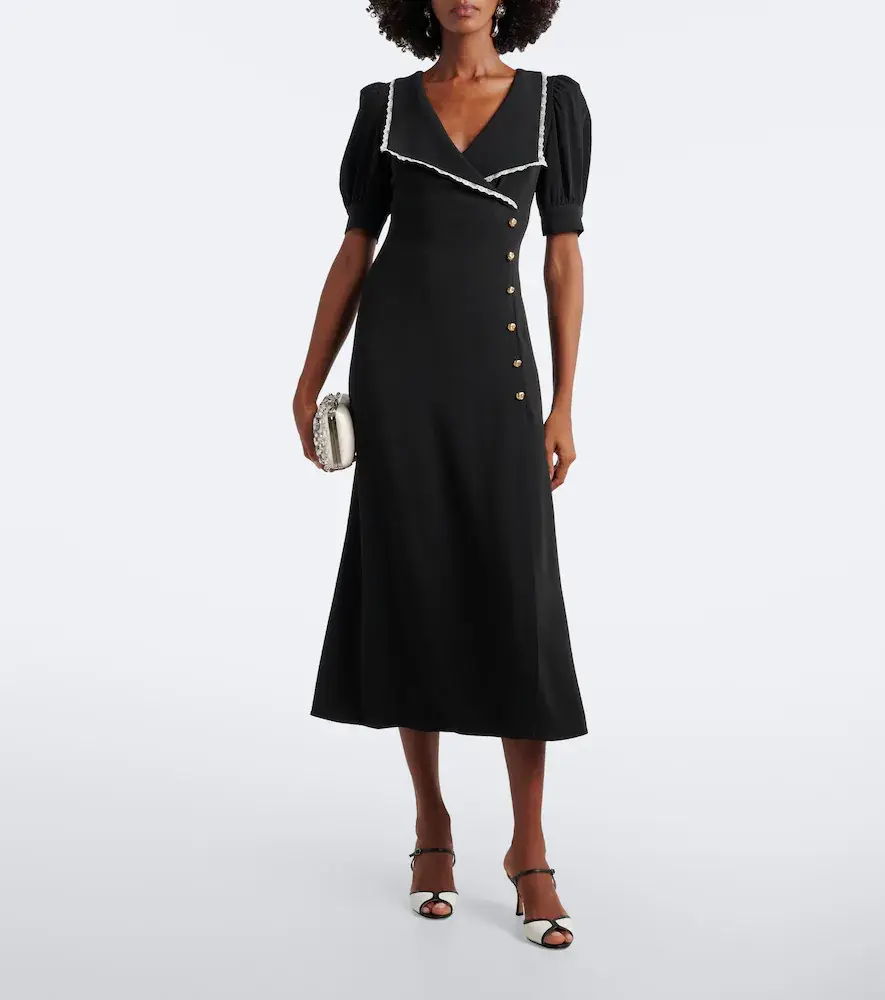 Alessandra Rich Lace-trimmed cady midi dress | Thumbnail 5 Alessandra Rich Lace-trimmed cady midi dress | Thumbnail 5