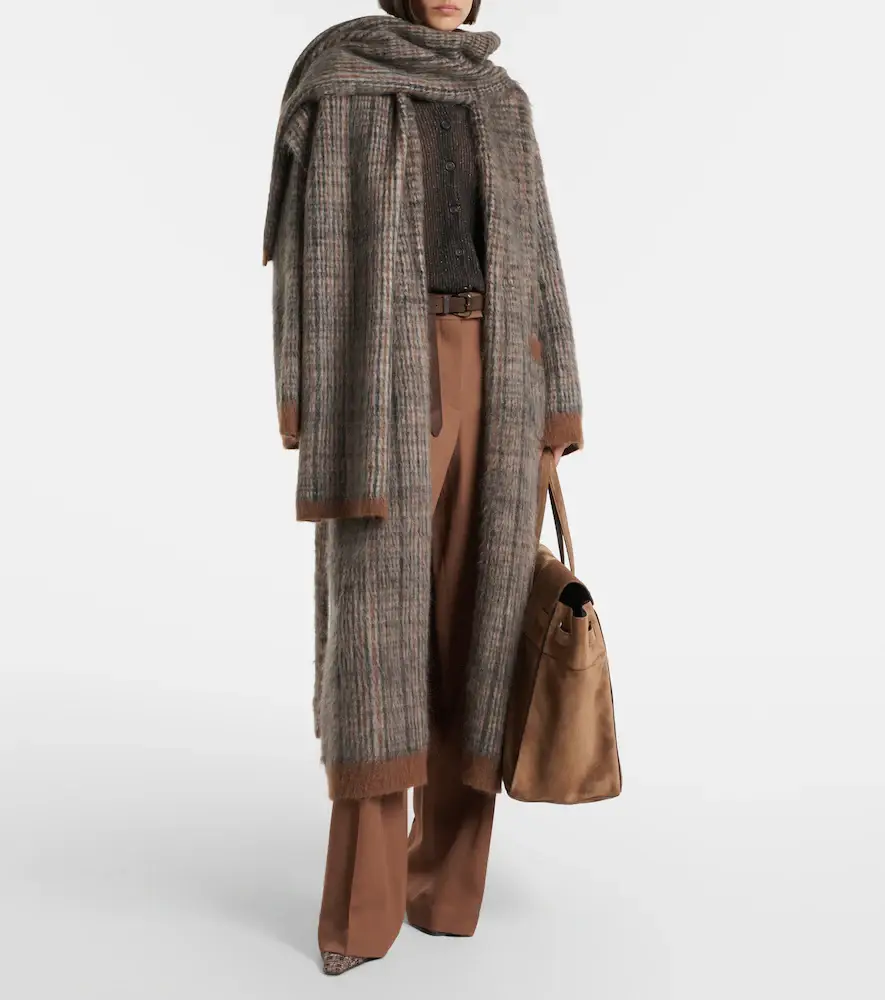 Brunello Cucinelli Checked mohair and wool-blend wrap coat | Thumbnail 4 Brunello Cucinelli Checked mohair and wool-blend wrap coat | Thumbnail 4