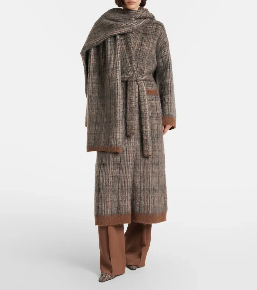 Brunello Cucinelli Checked mohair and wool-blend wrap coat | Thumbnail 6 Brunello Cucinelli Checked mohair and wool-blend wrap coat | Thumbnail 6