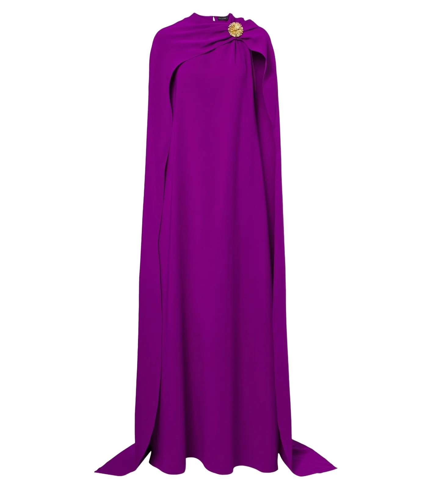 Oscar de la Renta Embellished caped silk-blend georgette gown