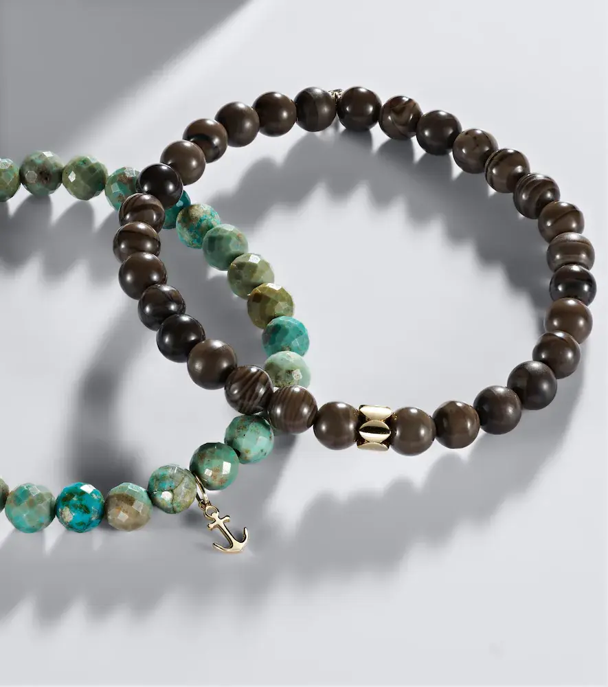 Sydney Evan Set of 2 14kt gold beaded bracelets with turquoise and jaspers | Thumbnail 3 Sydney Evan Set of 2 14kt gold beaded bracelets with turquoise and jaspers | Thumbnail 3