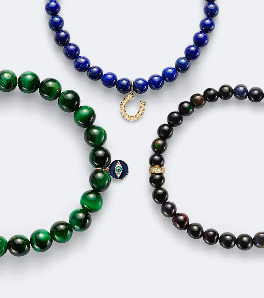 Sydney Evan Set of 3 14kt gold beaded bracelets with gemstones | Thumbnail 2