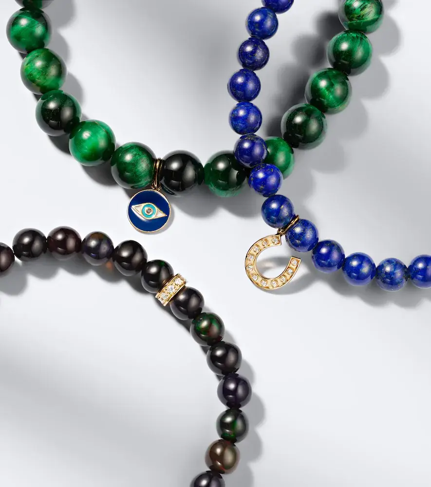 Sydney Evan Set of 3 14kt gold beaded bracelets with gemstones | Thumbnail 3