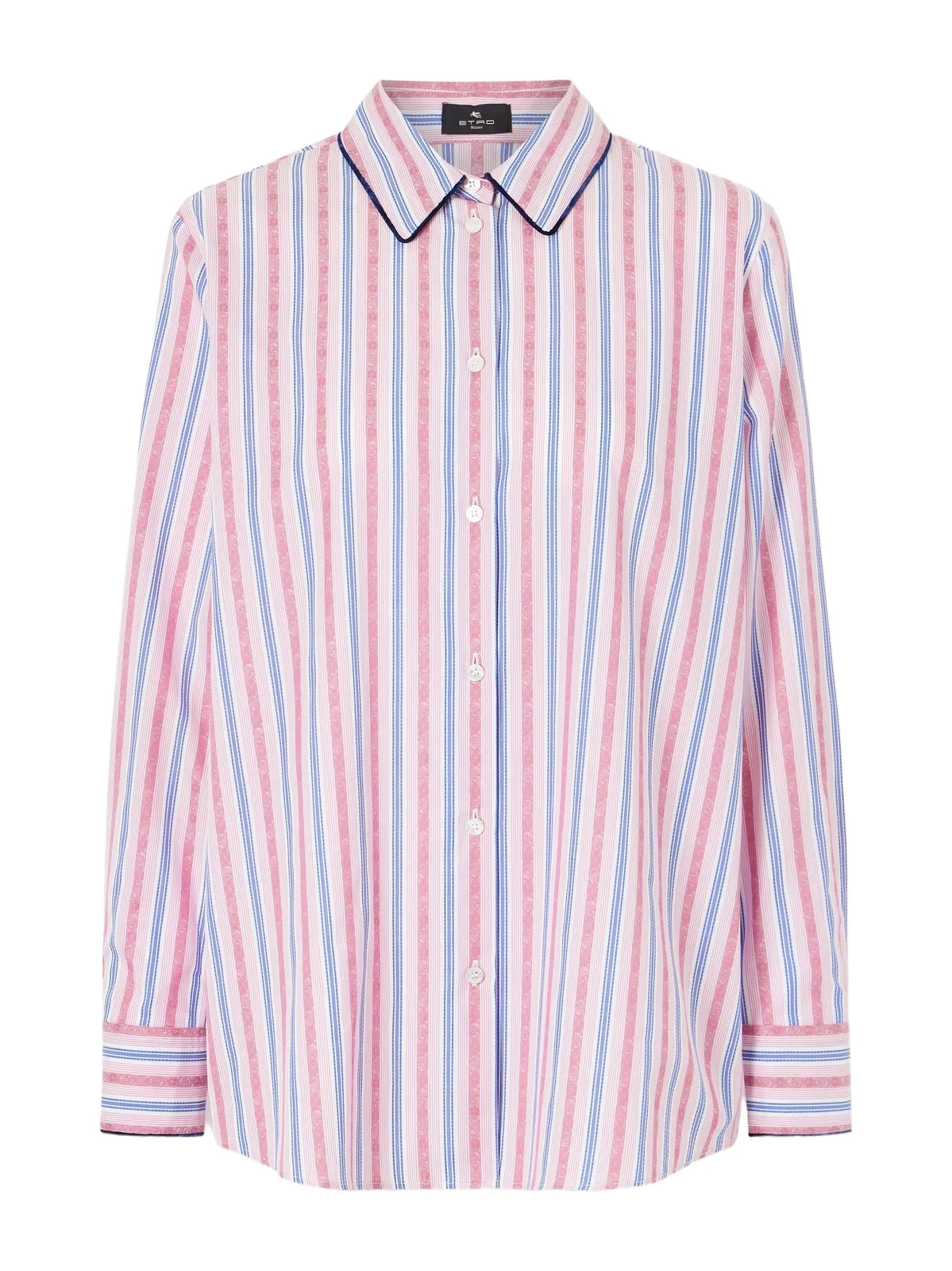 Striped Floral-jacquard Cotton-poplin Shirt