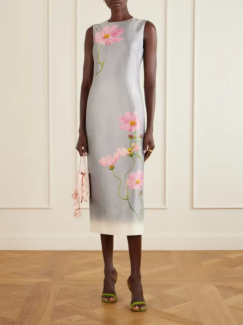 Oscar de la Renta Floral-print Satin Midi Dress | Thumbnail 2 Oscar de la Renta Floral-print Satin Midi Dress | Thumbnail 2