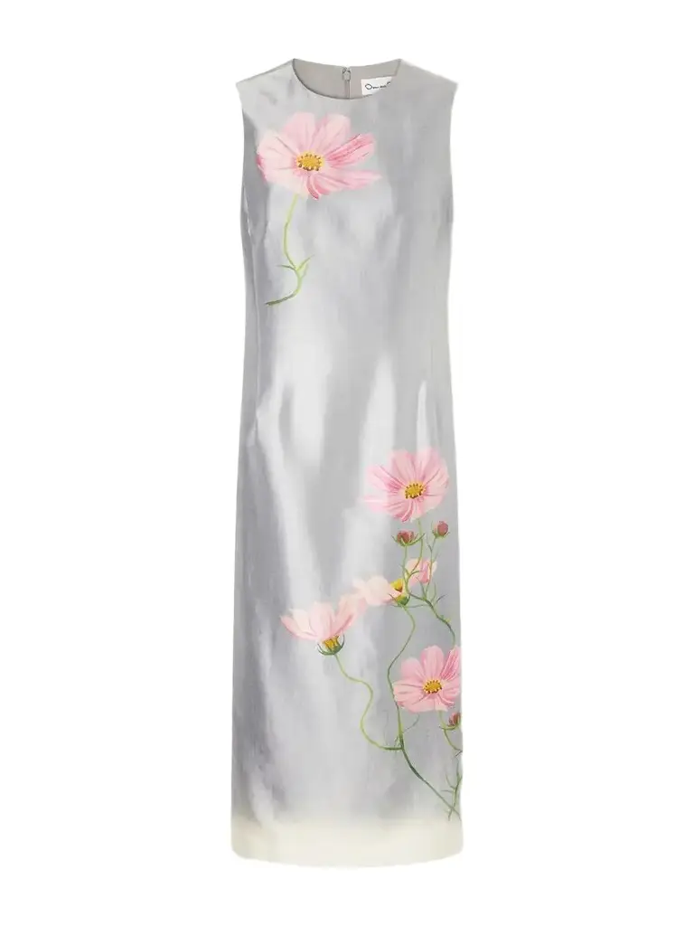 Oscar de la Renta Floral-print Satin Midi Dress | Image 1 Oscar de la Renta Floral-print Satin Midi Dress | Image 1