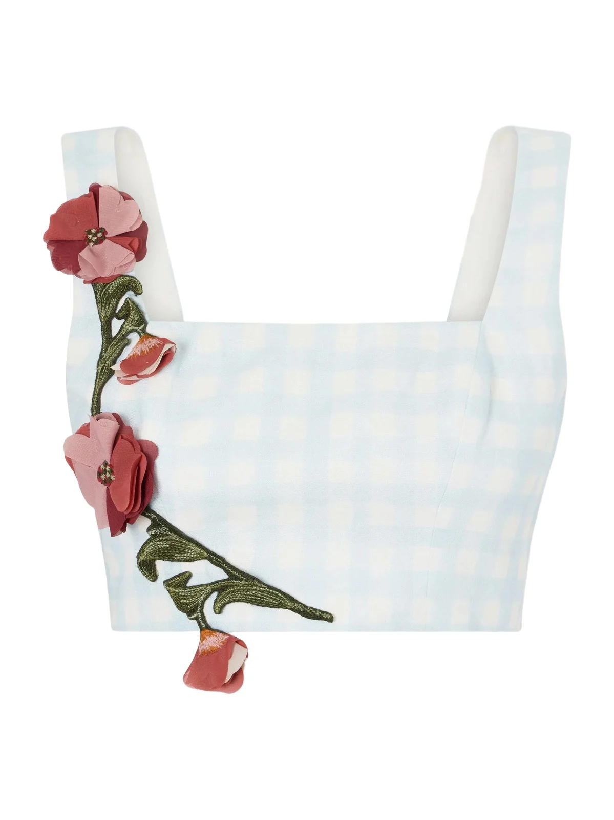 Agua by Agua Bendita Amanda Cropped Floral-appliqué Linen Top