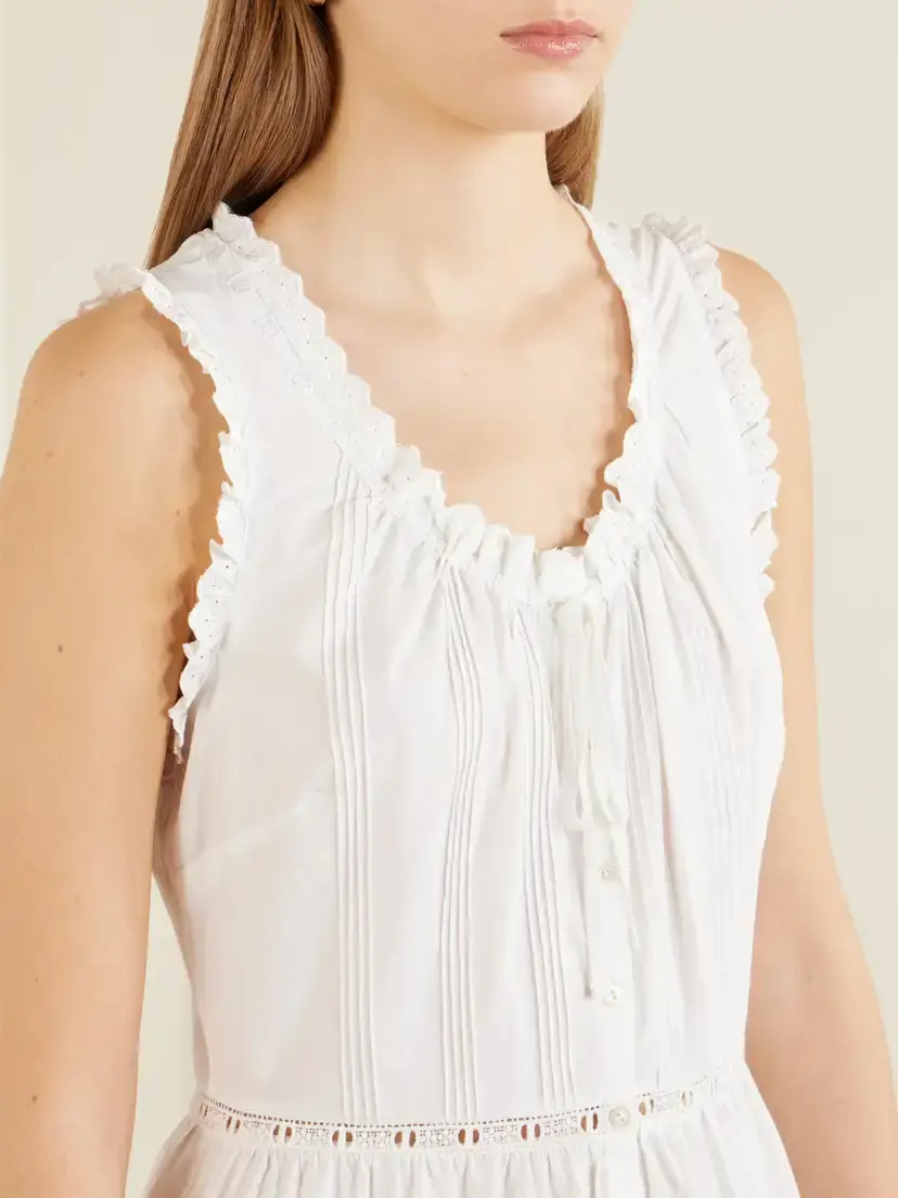 DÔEN Hortense Pintucked Embroidered Organic Cotton Midi Dress | Thumbnail 4 DÔEN Hortense Pintucked Embroidered Organic Cotton Midi Dress | Thumbnail 4