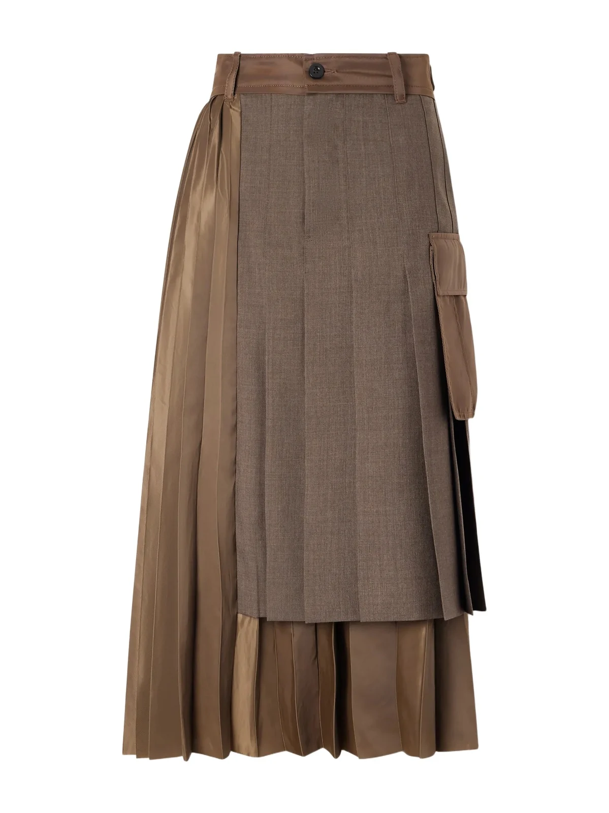Pleated Twill And Shell Midi Skirt Pleated Twill And Shell Midi Skirt