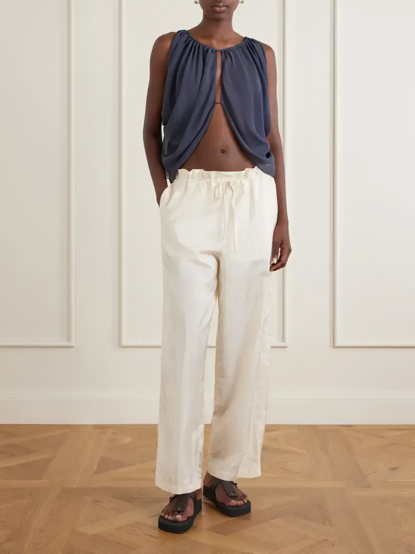 Aflalo Morocco Cotton And Silk-blend Habotai Wide-leg Pants | Thumbnail 2 Aflalo Morocco Cotton And Silk-blend Habotai Wide-leg Pants | Thumbnail 2