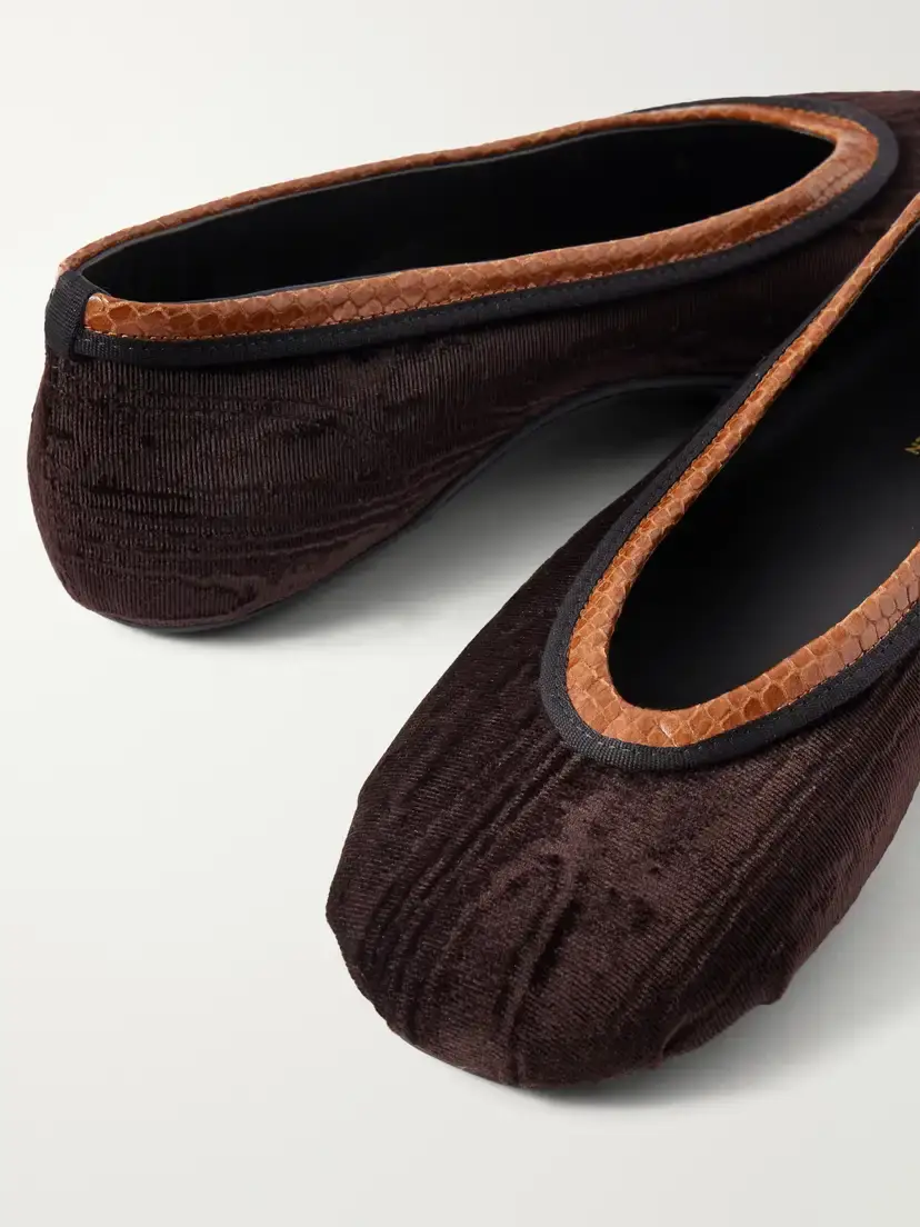 Dries Van Noten Leather-trimmed Velvet Ballet Flats | Thumbnail 5
