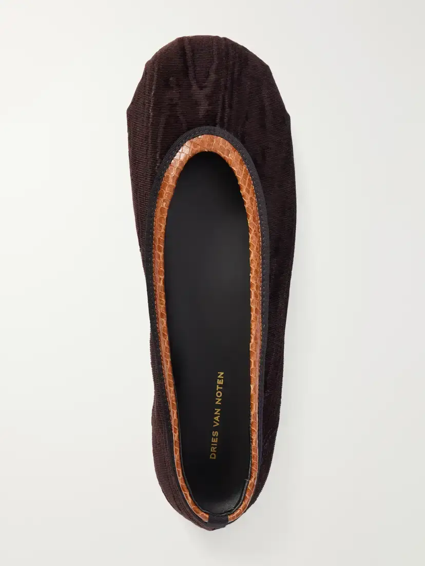 Dries Van Noten Leather-trimmed Velvet Ballet Flats | Thumbnail 6