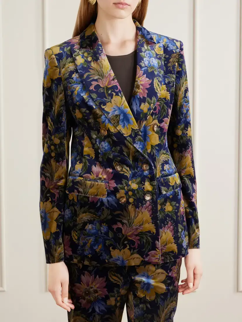 Etro Double-breasted Floral-print Stretch-cotton Velvet Blazer | Thumbnail 3 Etro Double-breasted Floral-print Stretch-cotton Velvet Blazer | Thumbnail 3