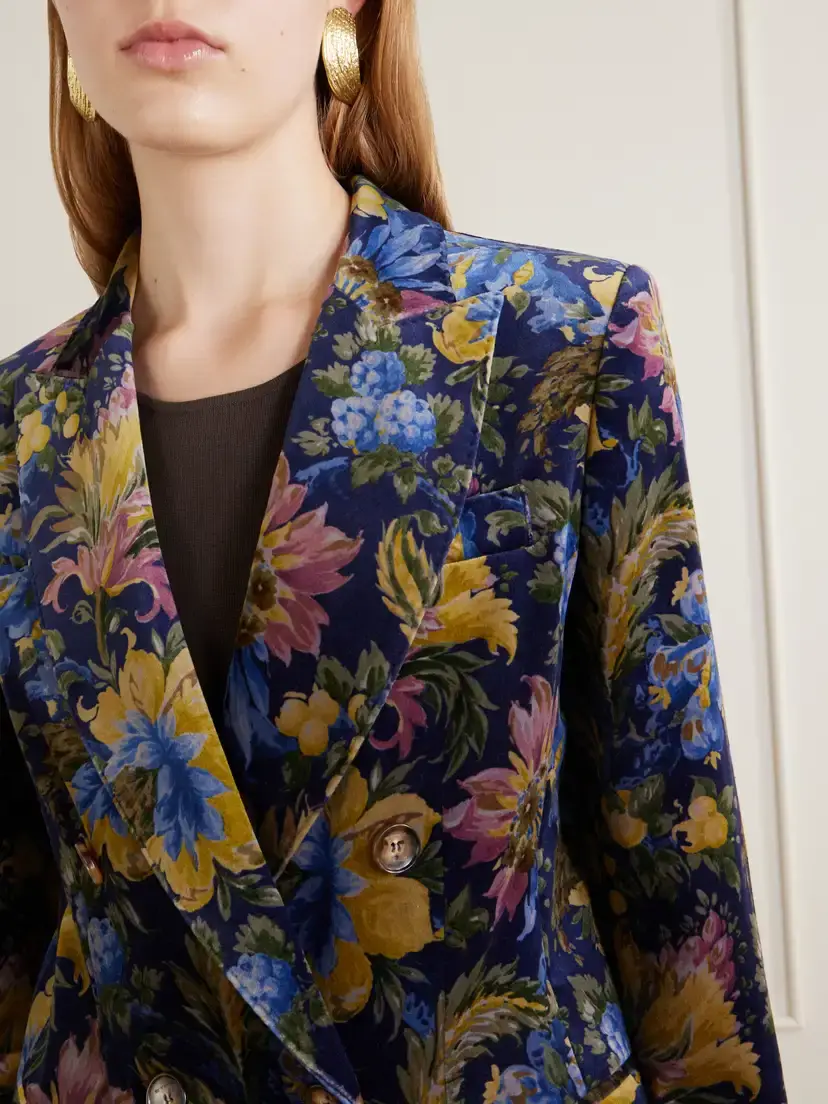 Etro Double-breasted Floral-print Stretch-cotton Velvet Blazer | Thumbnail 5 Etro Double-breasted Floral-print Stretch-cotton Velvet Blazer | Thumbnail 5