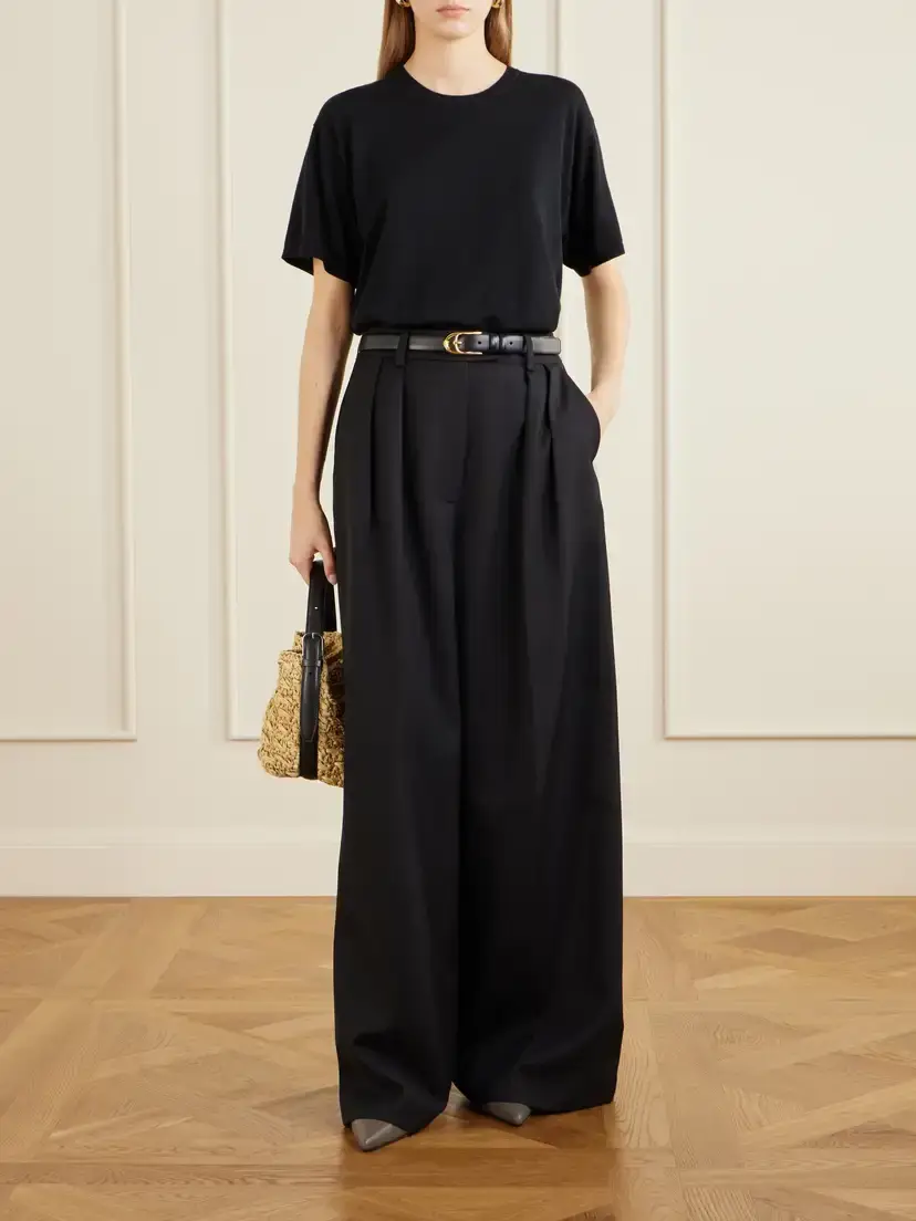 Anine Bing Lou Pleated Woven Wide-leg Pants | Thumbnail 2