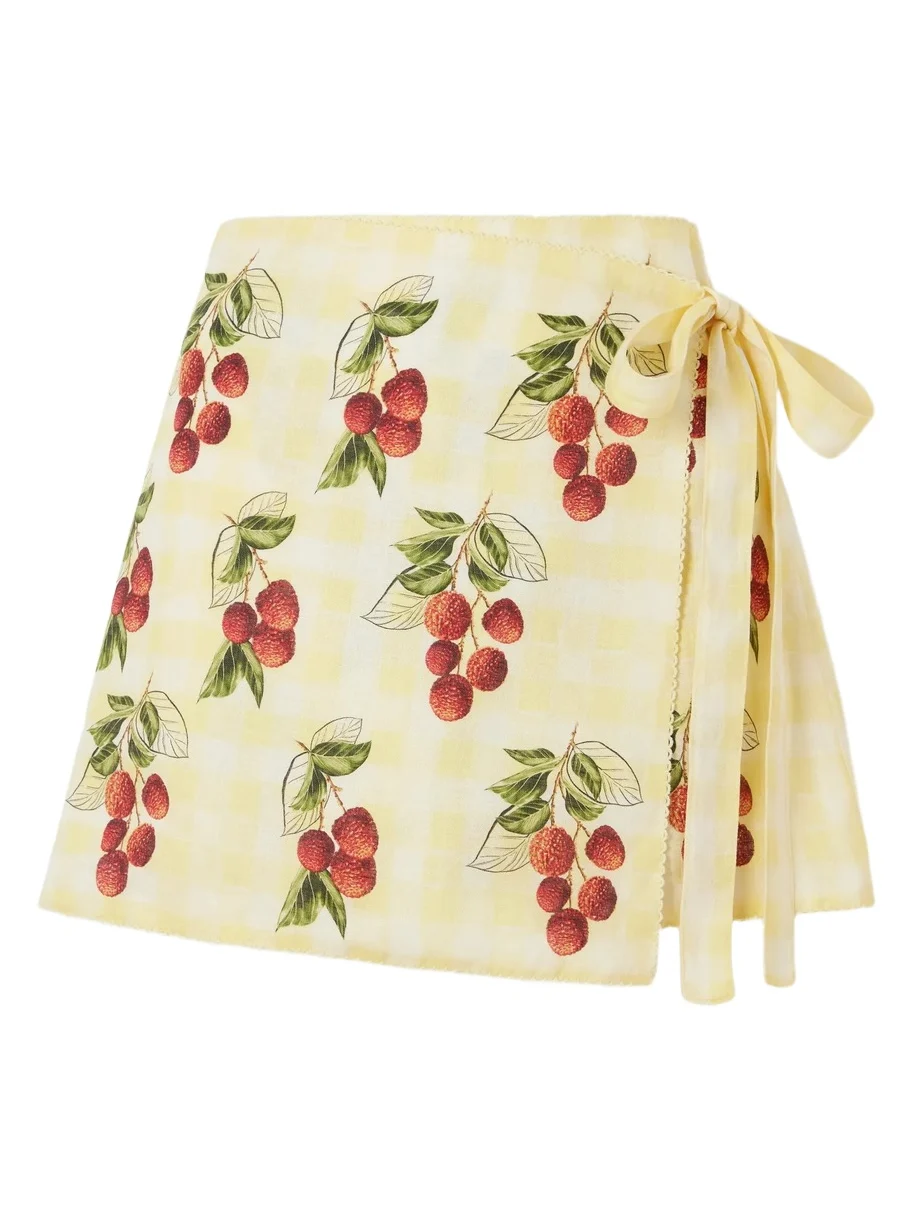 Agua by Agua Bendita Luna Printed Checked Linen Pareo