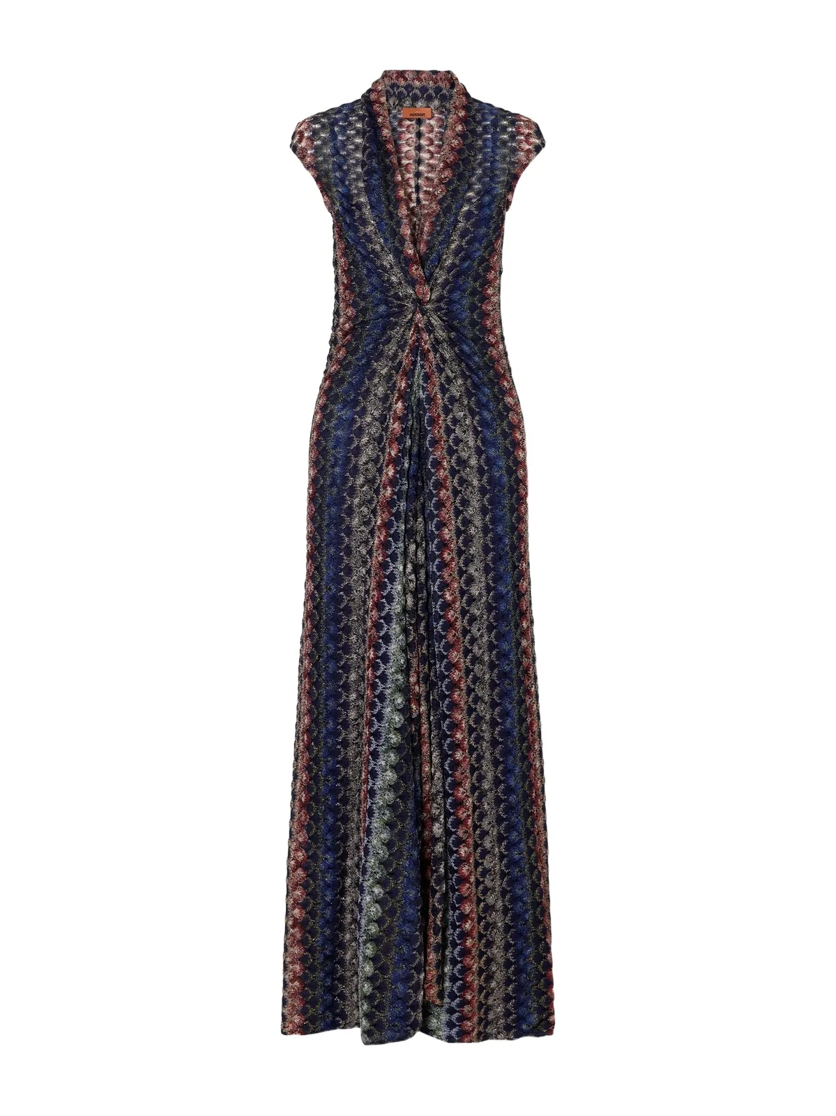 Gathered Striped Metallic Crochet-knit Maxi Dress Gathered Striped Metallic Crochet-knit Maxi Dress