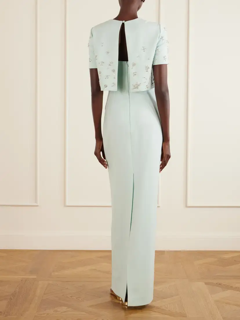 Oscar de la Renta Crystal-floral Embroidered Stretch-wool Gown | Thumbnail 4 Oscar de la Renta Crystal-floral Embroidered Stretch-wool Gown | Thumbnail 4