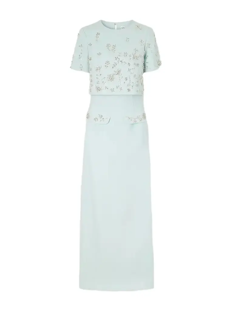 Oscar de la Renta Crystal-floral Embroidered Stretch-wool Gown | Image 1 Oscar de la Renta Crystal-floral Embroidered Stretch-wool Gown | Image 1