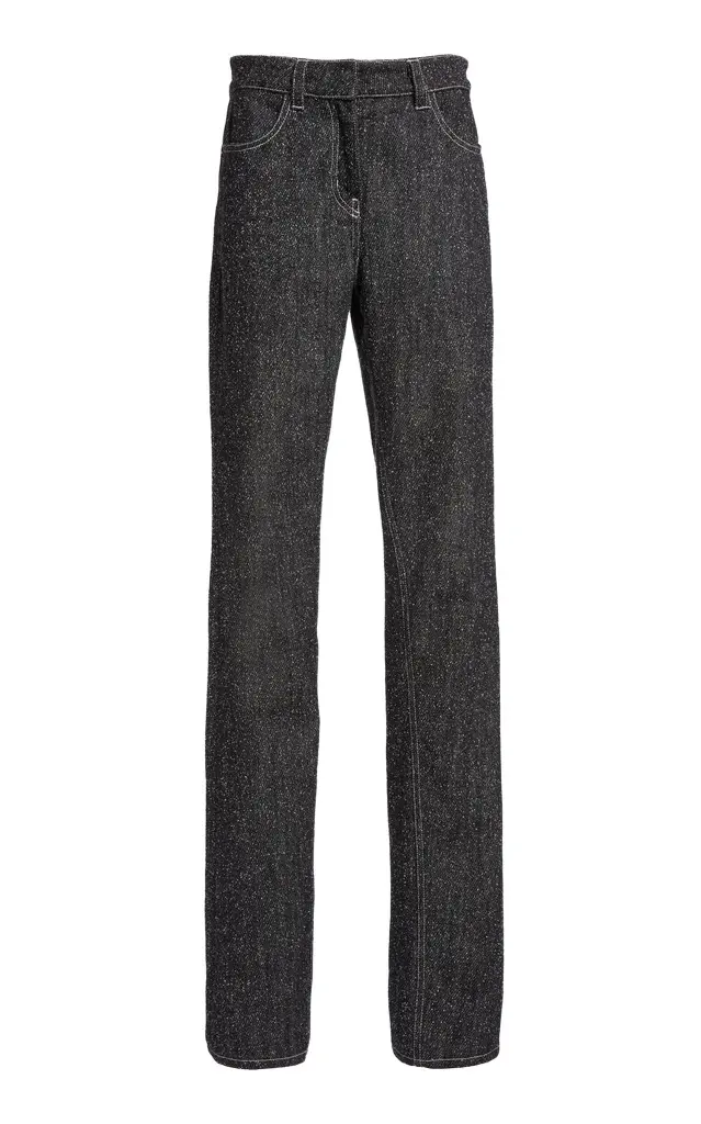 Courrèges Snap Denim Tweed Straight-Leg Jeans
