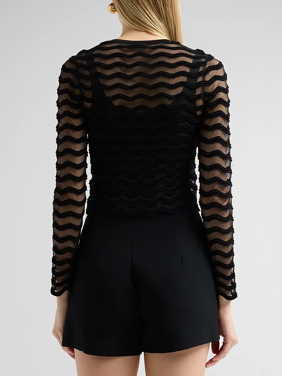 Simkhai Women's Maxime Sheer Chevron Cardigan | Thumbnail 3 Simkhai Women's Maxime Sheer Chevron Cardigan | Thumbnail 3