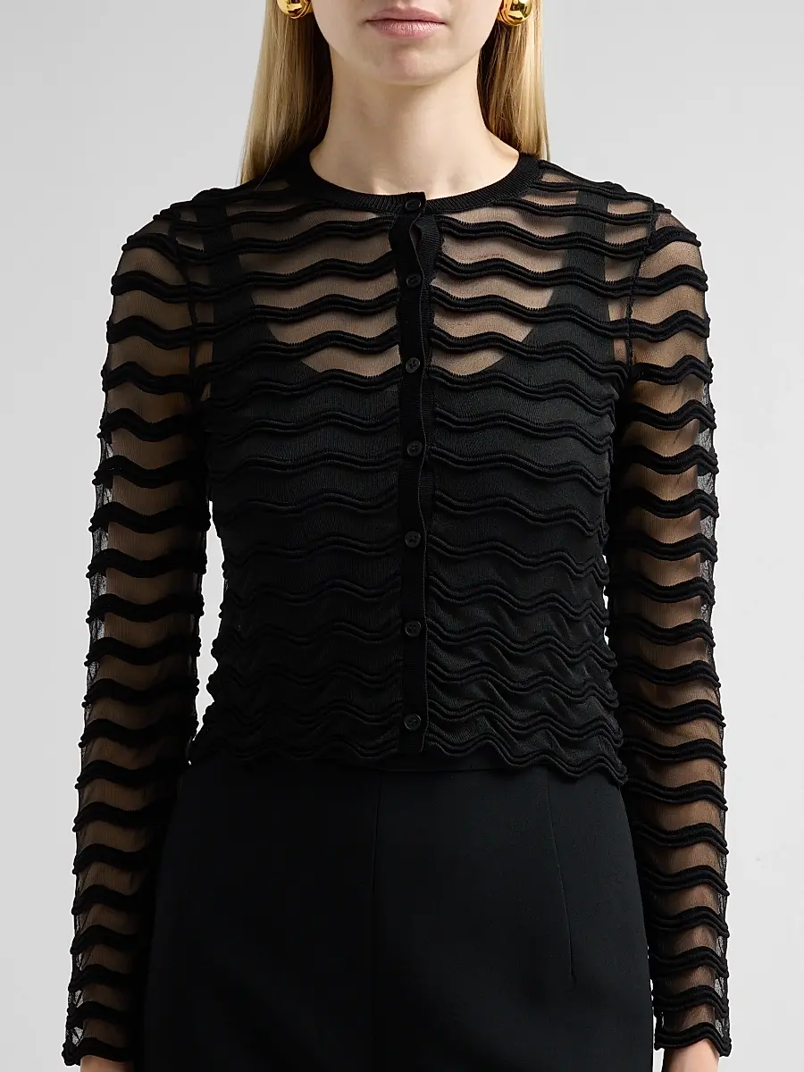Simkhai Women's Maxime Sheer Chevron Cardigan | Thumbnail 5 Simkhai Women's Maxime Sheer Chevron Cardigan | Thumbnail 5