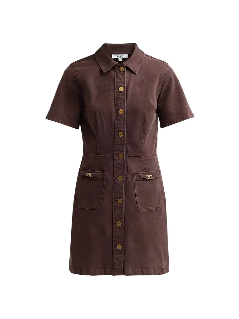 PAIGE Women's Clementine Denim Mini Dress - Rich Chocolate | Image 1 PAIGE Women's Clementine Denim Mini Dress - Rich Chocolate | Image 1