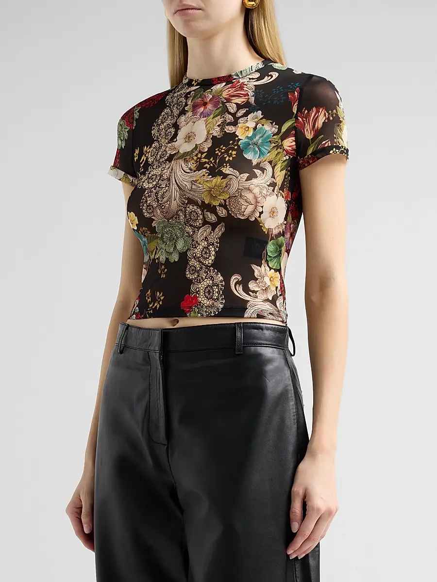 Alice + Olivia Women's Tess Floral Crewneck T-Shirt | Thumbnail 4