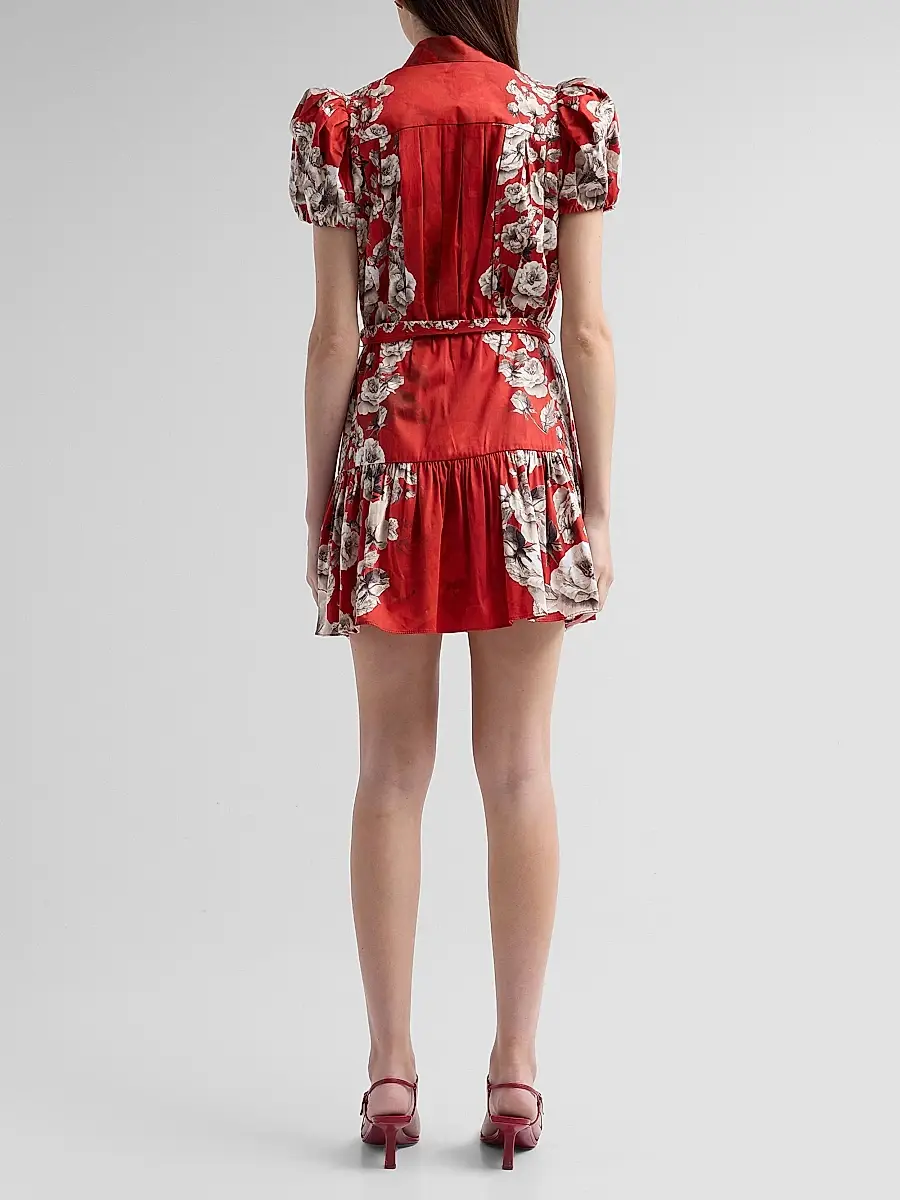 Alice + Olivia Women's Cora Floral Tiered Mini Shirtdress | Thumbnail 3 Alice + Olivia Women's Cora Floral Tiered Mini Shirtdress | Thumbnail 3