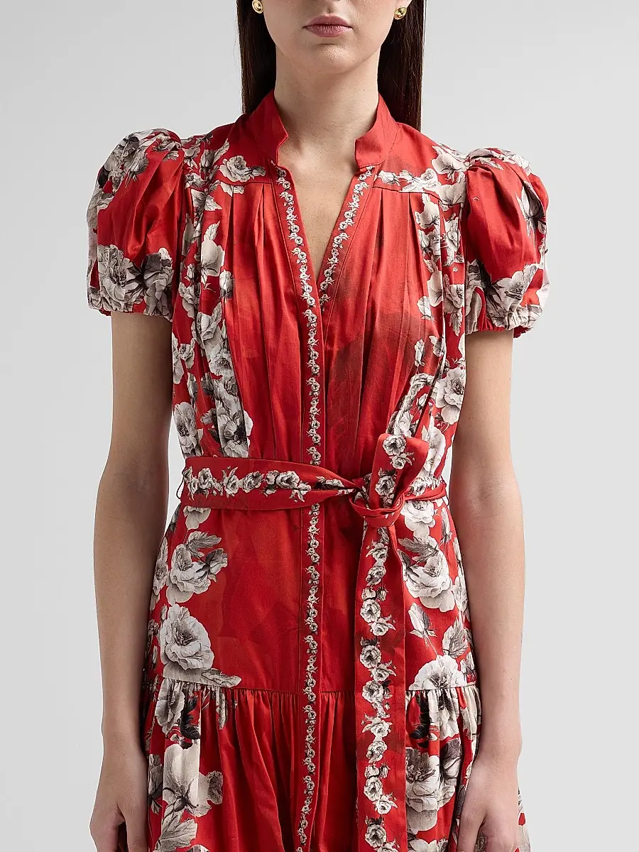 Alice + Olivia Women's Cora Floral Tiered Mini Shirtdress | Thumbnail 5 Alice + Olivia Women's Cora Floral Tiered Mini Shirtdress | Thumbnail 5