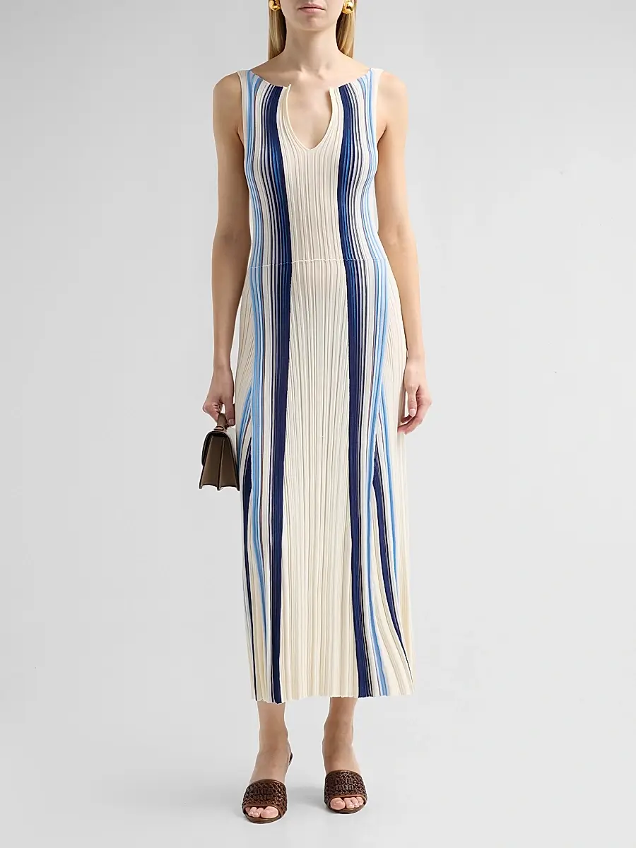 Theory Women's Textured Striped Midi Dress | Thumbnail 2 Theory Women's Textured Striped Midi Dress | Thumbnail 2