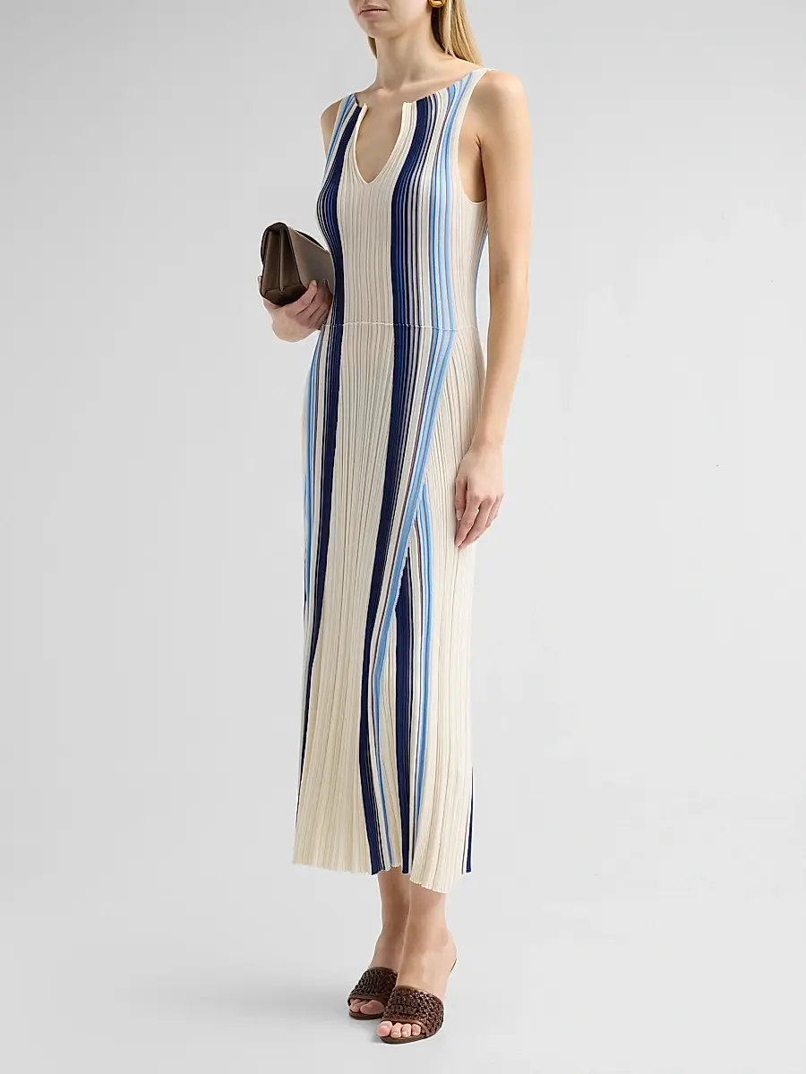 Theory Women's Textured Striped Midi Dress | Thumbnail 4 Theory Women's Textured Striped Midi Dress | Thumbnail 4