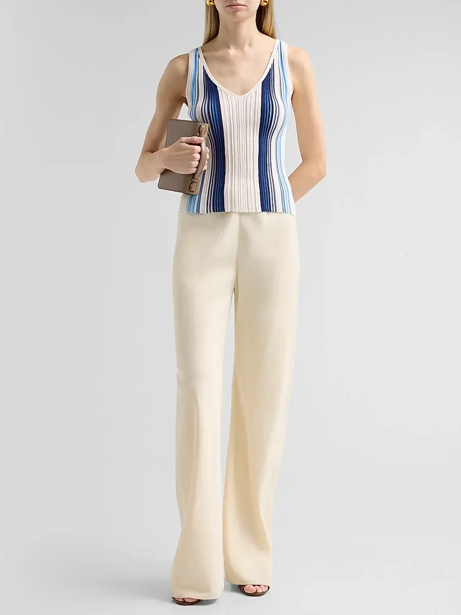 Theory Women's Textured Stripe Scoopneck Tank | Thumbnail 2 Theory Women's Textured Stripe Scoopneck Tank | Thumbnail 2