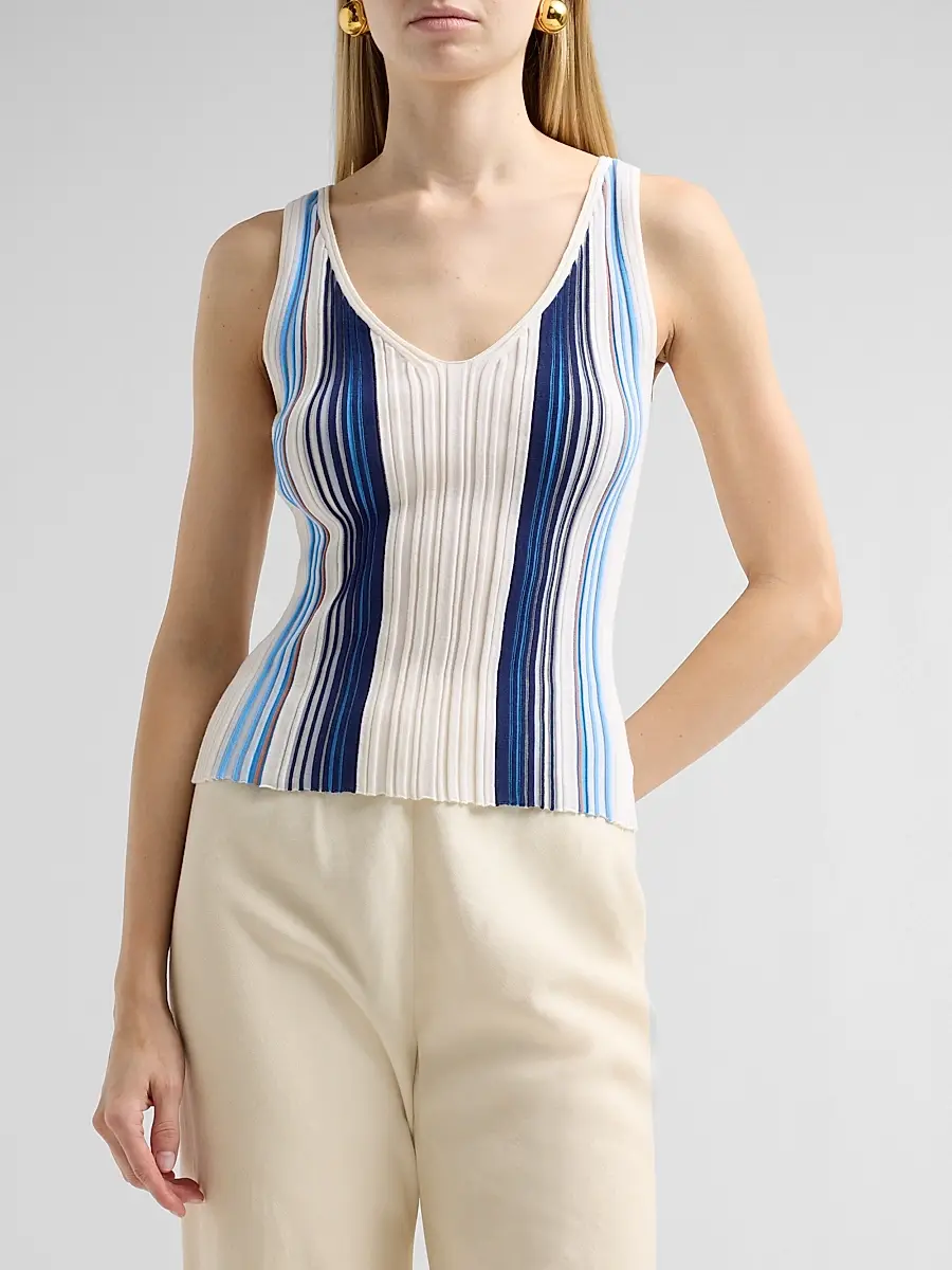 Theory Women's Textured Stripe Scoopneck Tank | Thumbnail 4 Theory Women's Textured Stripe Scoopneck Tank | Thumbnail 4