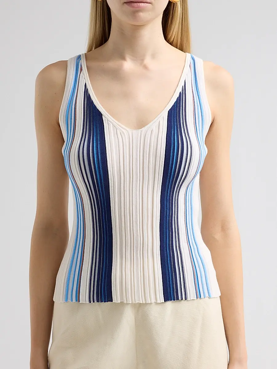 Theory Women's Textured Stripe Scoopneck Tank | Thumbnail 5 Theory Women's Textured Stripe Scoopneck Tank | Thumbnail 5