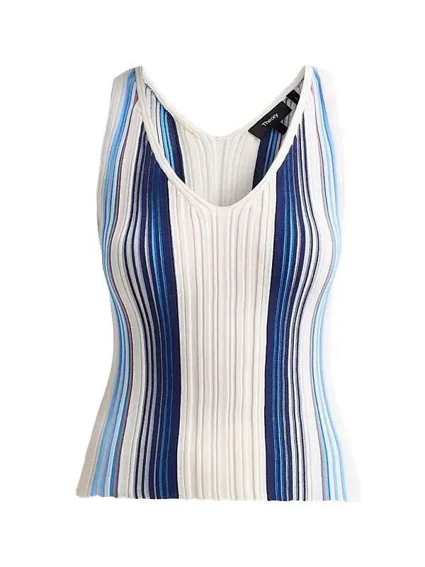 Theory Women's Textured Striped Scoopneck Tank
