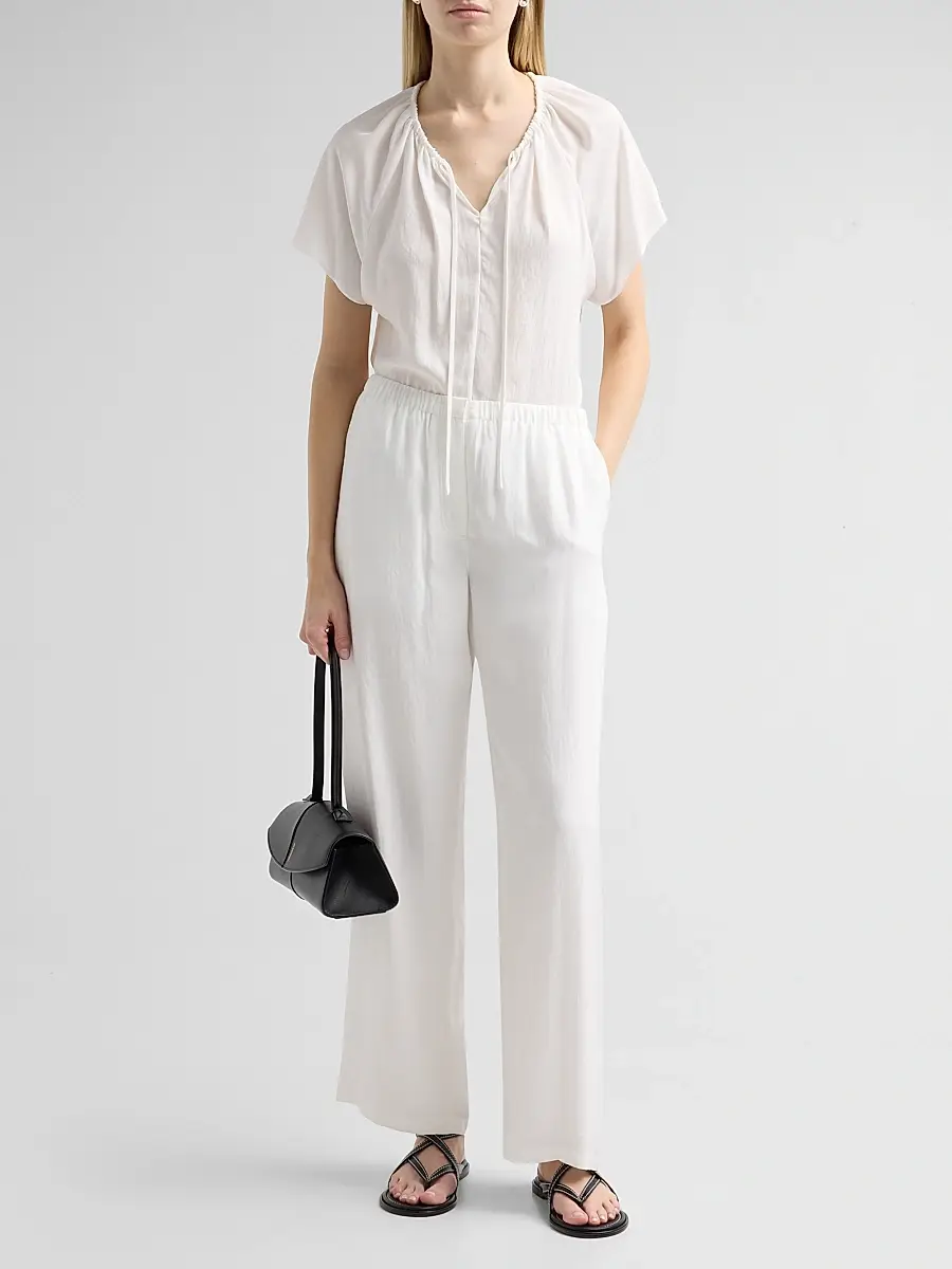Theory Women's Draped Front-Tie Blouse | Thumbnail 2 Theory Women's Draped Front-Tie Blouse | Thumbnail 2