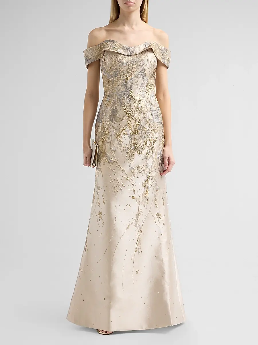 Rene Ruiz Collection Women's Jacquard Off-the-Shoulder Mermaid Gown | Thumbnail 2 Rene Ruiz Collection Women's Jacquard Off-the-Shoulder Mermaid Gown | Thumbnail 2
