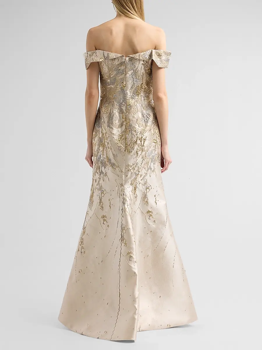 Rene Ruiz Collection Women's Jacquard Off-the-Shoulder Mermaid Gown | Thumbnail 3 Rene Ruiz Collection Women's Jacquard Off-the-Shoulder Mermaid Gown | Thumbnail 3