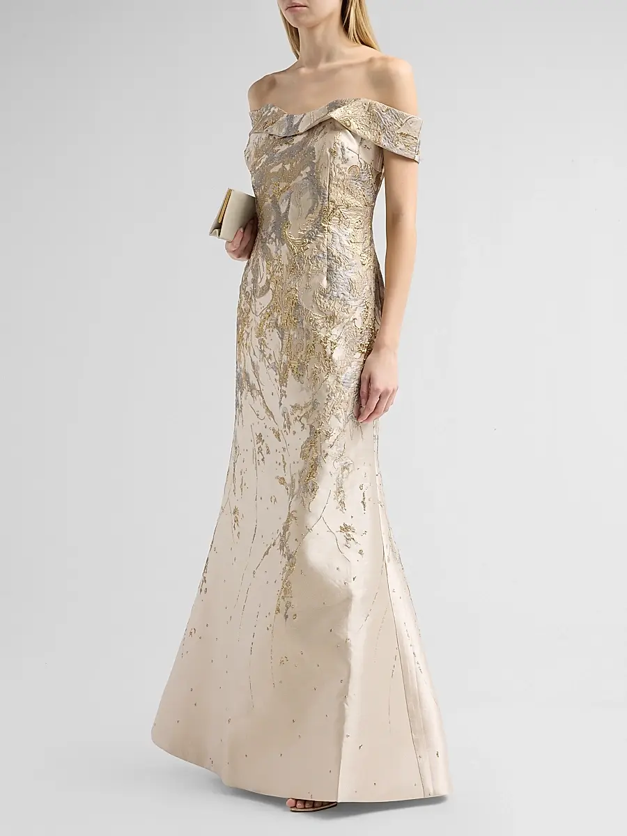 Rene Ruiz Collection Women's Jacquard Off-the-Shoulder Mermaid Gown | Thumbnail 4 Rene Ruiz Collection Women's Jacquard Off-the-Shoulder Mermaid Gown | Thumbnail 4