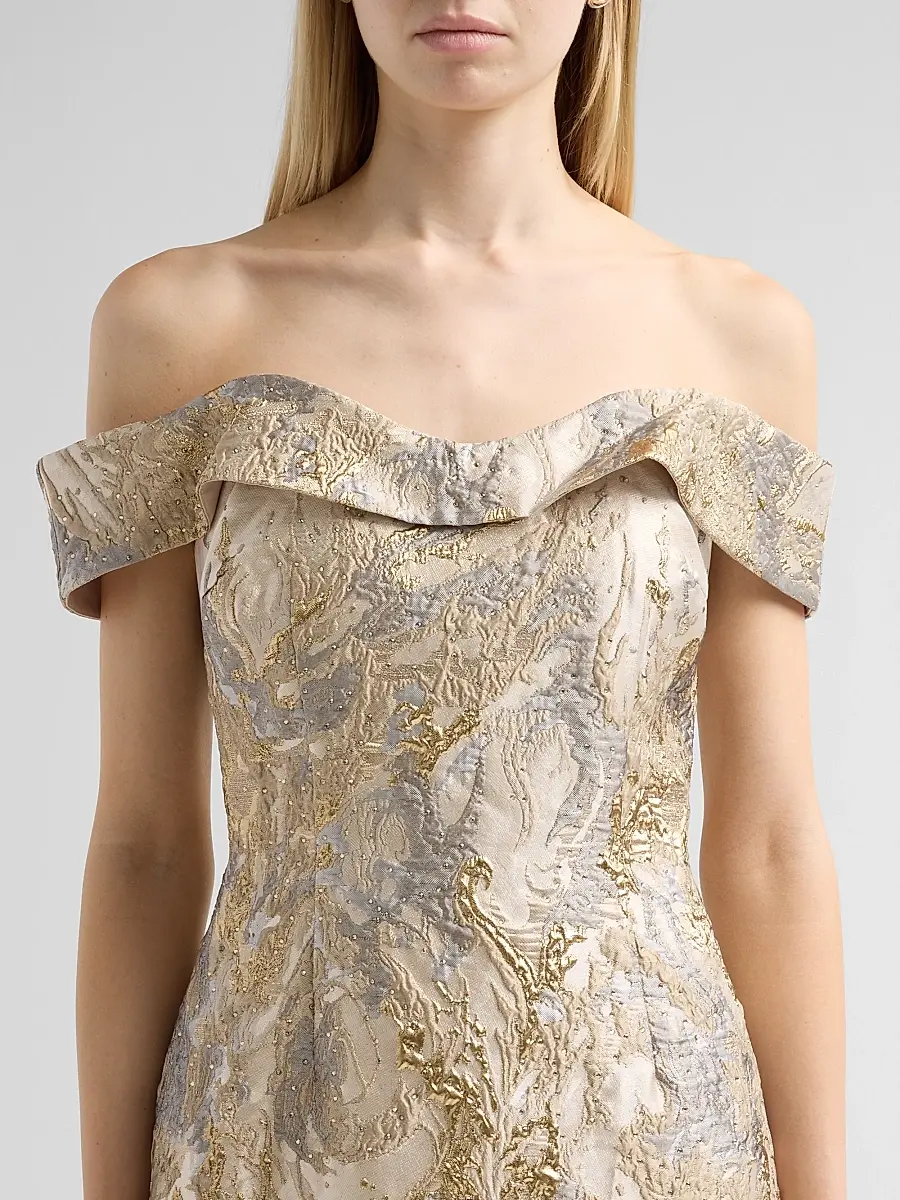 Rene Ruiz Collection Women's Jacquard Off-the-Shoulder Mermaid Gown | Thumbnail 5 Rene Ruiz Collection Women's Jacquard Off-the-Shoulder Mermaid Gown | Thumbnail 5