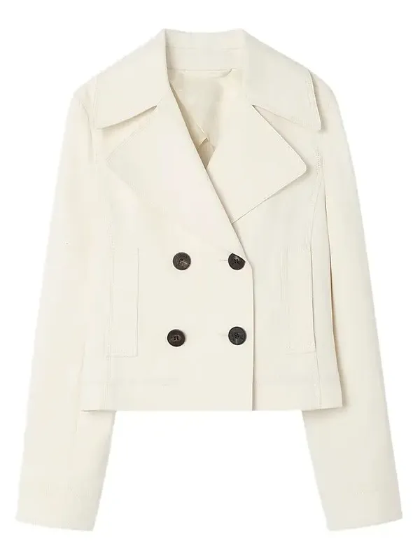 Women's Cotton Double-Breasted Crop Jacket